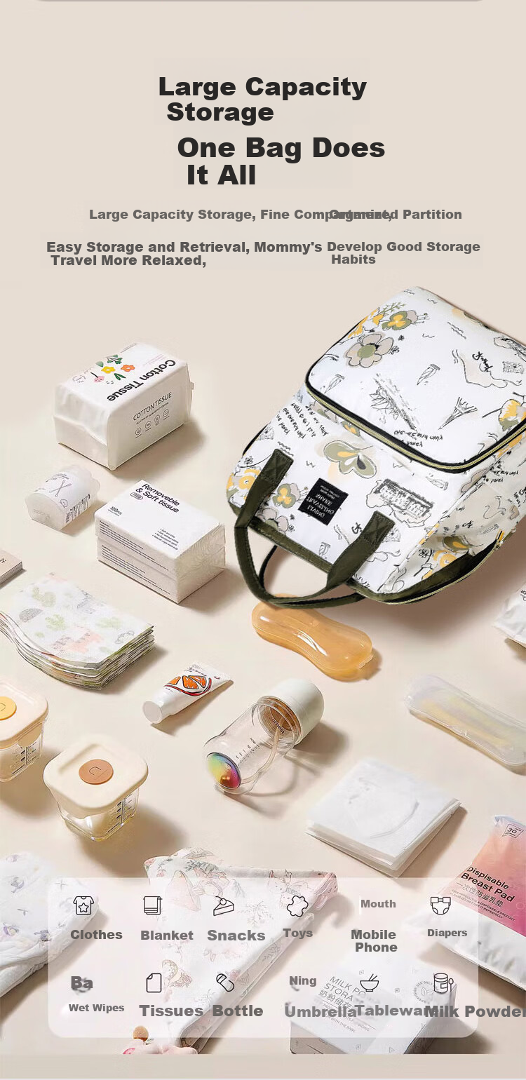 Aibaoshi Mommy Bag Multifunctional Backpack Milk Bag Large Capacity Outdoor Maternity Bag Hospital Bag Paris Impression M391 2