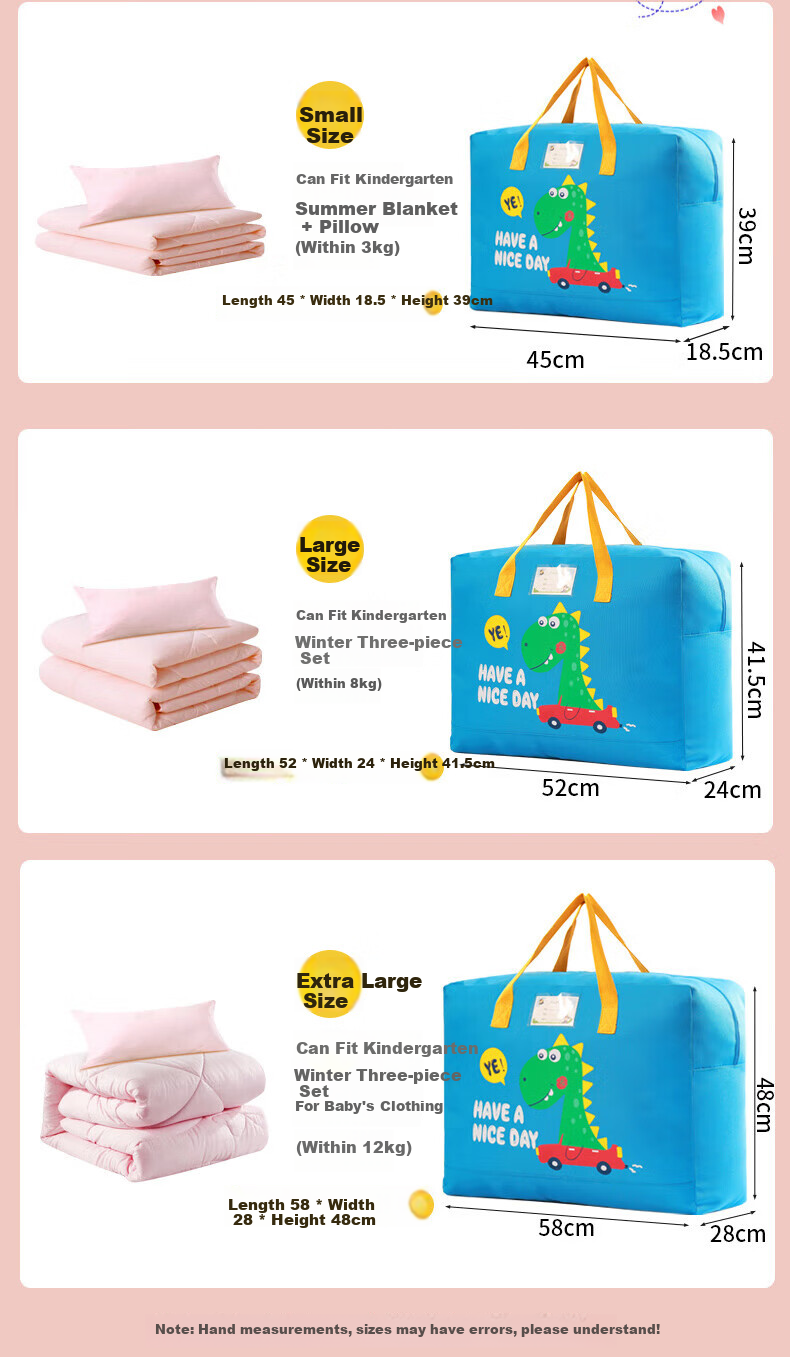 Baicaoyuan Kindergarten Quilt Storage Bag, Thickened Oxford Cloth, Student Cotton Mattress Bag, Children's Handheld Luggage Packing Clothes Bag 11