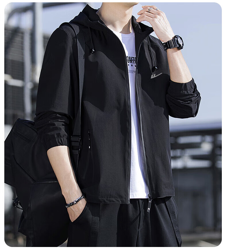 Warrior Men's Hooded Windproof Jacket Autumn Fashion Casual Men's Outerwear Versatile Fall Coat 3