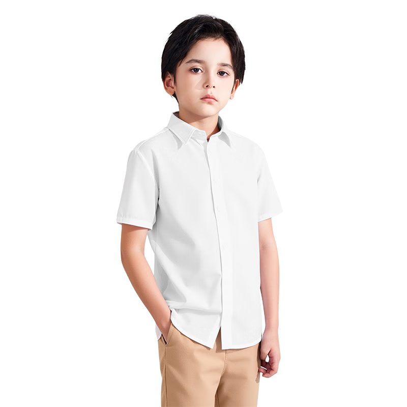 Shanshan Kids Short Sleeve Shirt Boys Girls White Shirt School Uniform Performance Costume White 120
