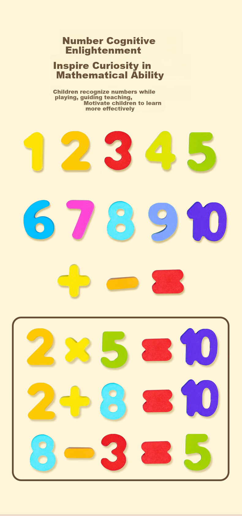 Dayanxiaowa Children's Number Building Blocks Toy, Educational Montessori Early Learning Puzzle for Ages 1-2, Brain Teaser Matching Board, Gift for Kids 6
