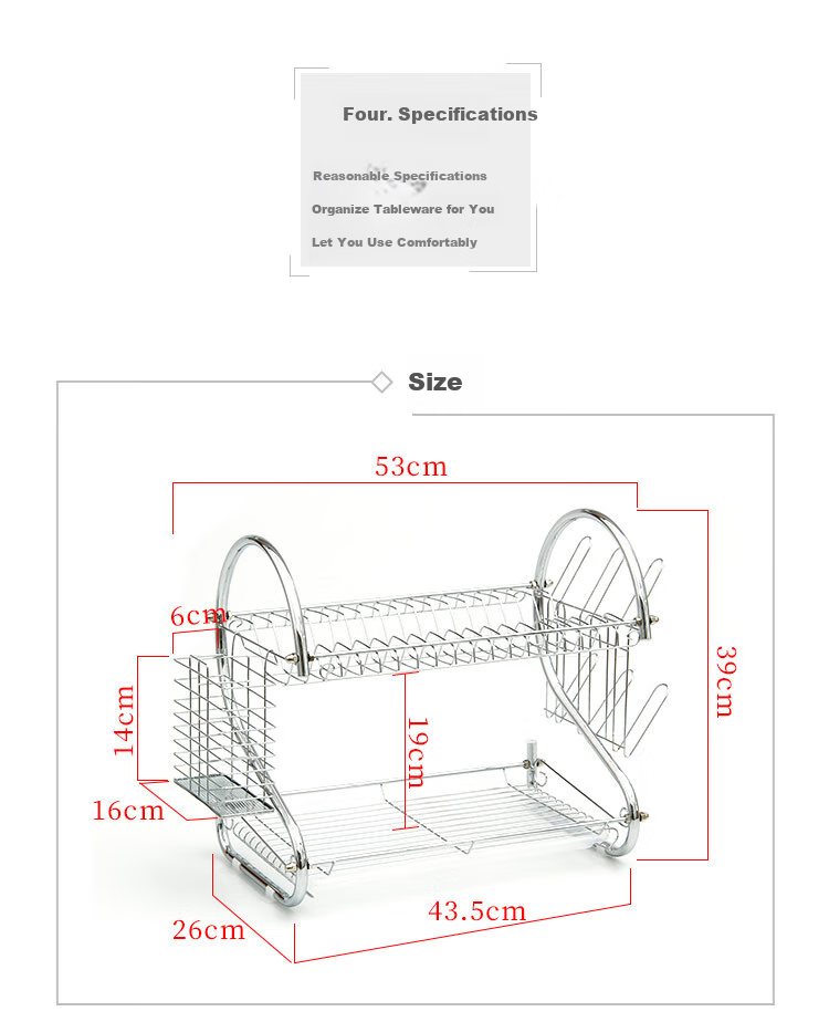 Ourunzhe Bowl And Plate Rack, S-Shaped Double-Layer Kitchen Dish Storage Rack, Draining Bowl Holder, Chopstick Stand, Dish And Plate Organizer 16