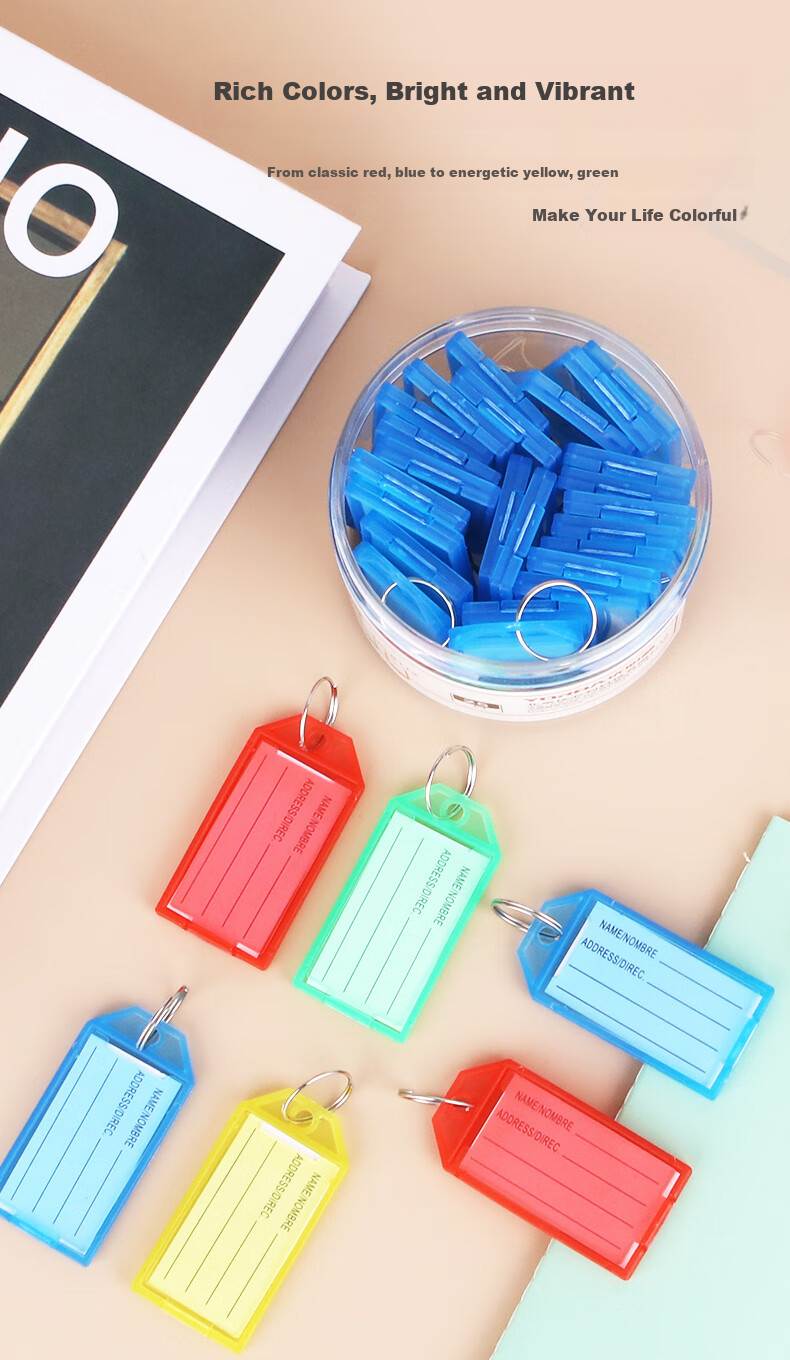 Youbili Transparent Key Tags, Thickened Handheld Key Number Tags, Classification Management Key Rings, Hotel Landlord Large Key Pendants, 25 Pieces/Tube, 8112 Gree 3