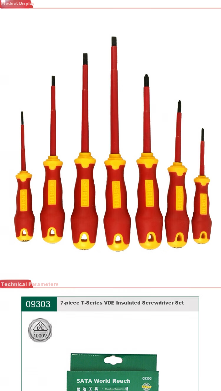 Shida 7-Piece T Series VDE Insulated Screwdriver Set, 09303 1