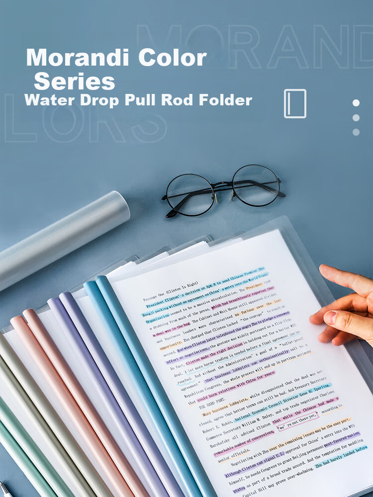 Sannianerban 10-Pack A4 Water Drop Lever Arch File Folders, Exam Paper Folders, Loose-Leaf Folders, Document Organizers, School Essentials, Morandi Color Series 1