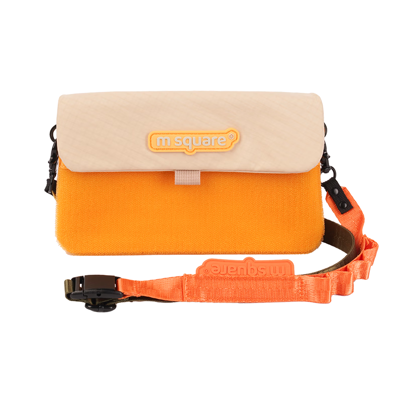 M Square Pumpkin Orange Crossbody Phone Bag for Men and Women, Power Bank and Data Cable Storage, Lightweight Commuter Travel Shoulder Bag