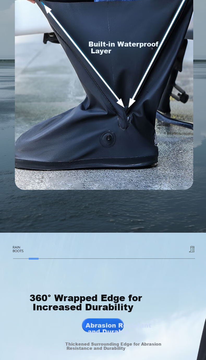 Leyoubaiyi Rain Boot Covers, High-Top M Size Long Rain Boots, Thickened Wear-Resistant Non-Slip Water Shoes, Outdoor Sandproof Foot Covers for Men And Wome 9