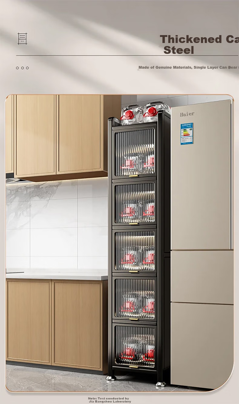 Jiabangshou Kitchen Utensil Storage Rack, Floor-Standing Multi-Layer Microwave Organizer Cabinet, Multifunctional Bowl Storage Cabinet, Cupboard, 5 Layers, 30cm 7
