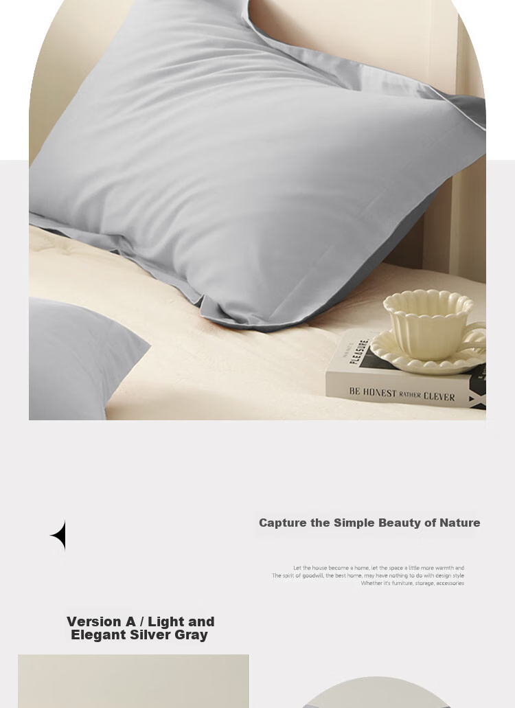 Yuanshenghuo Pure Cotton Pillowcase, Single Size 60% Cotton Pillow Cover, 48*74cm, Gray, Single Piece 7
