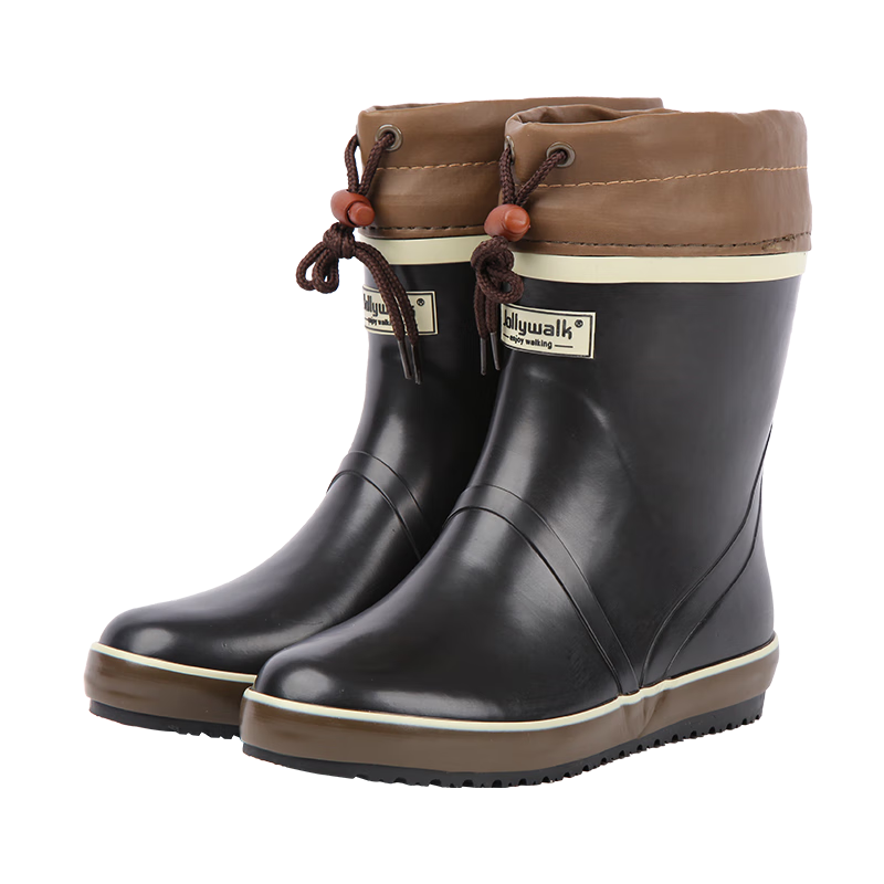 Jolly Walk Women's Rain Boots, Short Fashionable Waterproof Rubber Shoes, Overshoes, Water Boots JW302 Black Size 35
