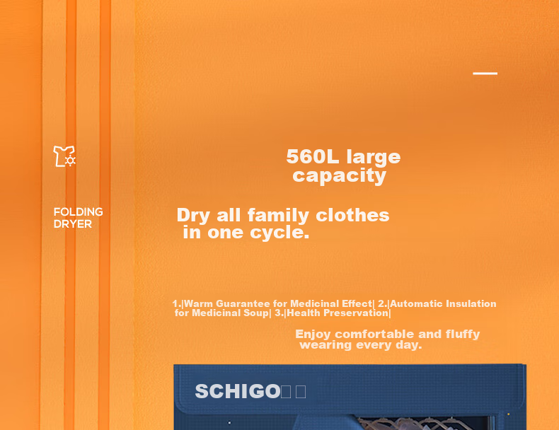 CHIGO [560L Foldable + 1500W Fast Drying] Clothes Dryer for Home Use, 3-Layer Space, Baby Clothes Warm Air Drying Machine, Timer-Enabled Wardrobe Dryer JB41 2