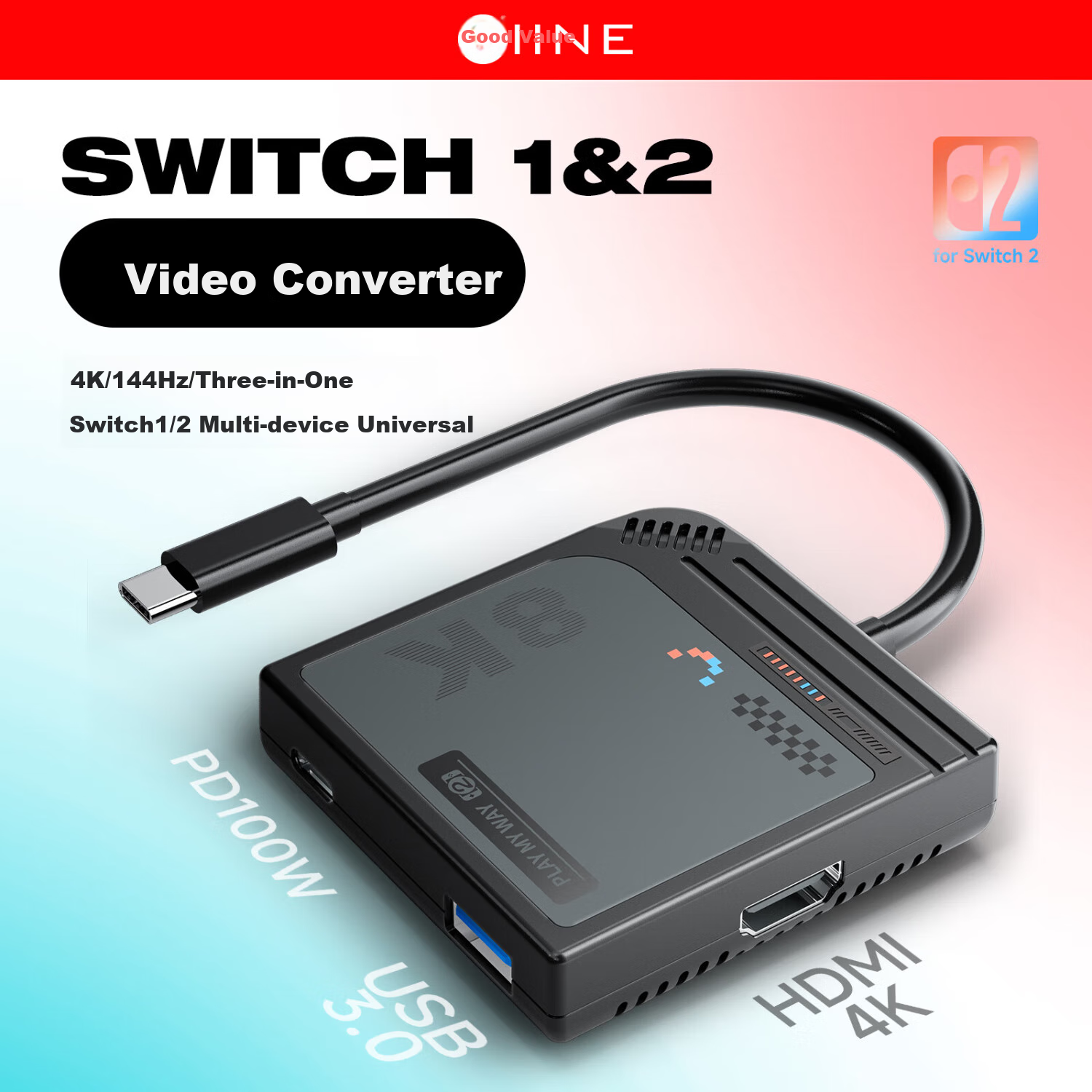 Портативный конвертер Liangzhi (INE) для Nintendo SWITCH 1/2, кабель для зеркалирования экрана, док-станция для расширения видеоигровой консоли, Type-C на HDMI высокой четкости, аксессуар NS2