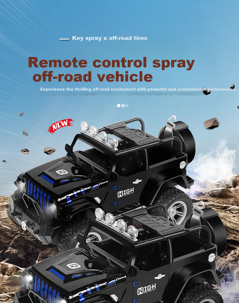 Kuangyeqishi Children's Remote Control Off-Road Electric Racing Car with Sound And Light Effects, Spray Function, Birthday Gift for Boys Aged 3-6 1