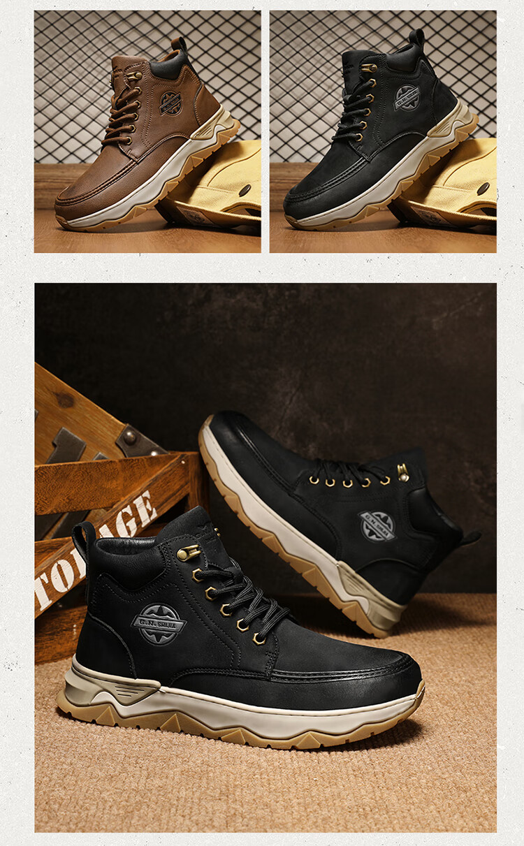 Bull Family Martin Boots Men 2026 Autumn Winter New High-Top Sneakers Men's Casual Outdoor Sports Hiking Shoes 16
