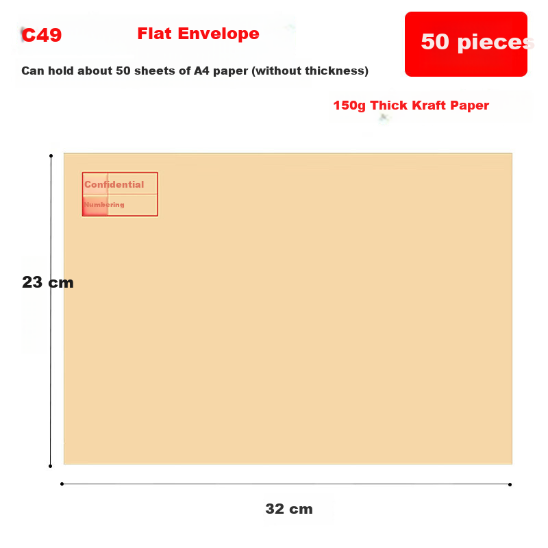 Yuzijian 50 Confidential Envelopes C4 Security Level Numbered Confidential File Large Envelope Bag Kraft Paper 23*32cm Paperback A4 File Folder with Stamp for Mail Delivery