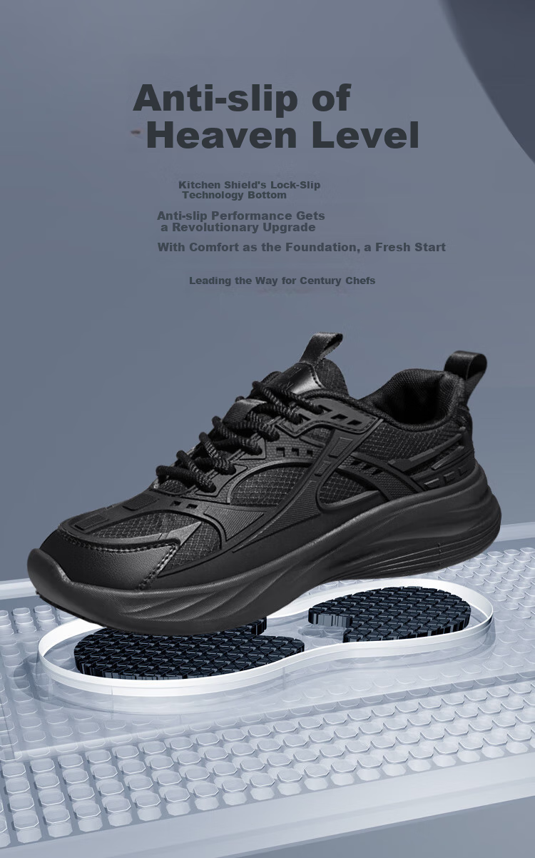 Chudun Chef Shoes for Men, Autumn Season, Non-Slip, Waterproof, Black, Odor-Resistant, Kitchen Back-Of Anti-Oil Sneakers, Size 42, Black 4