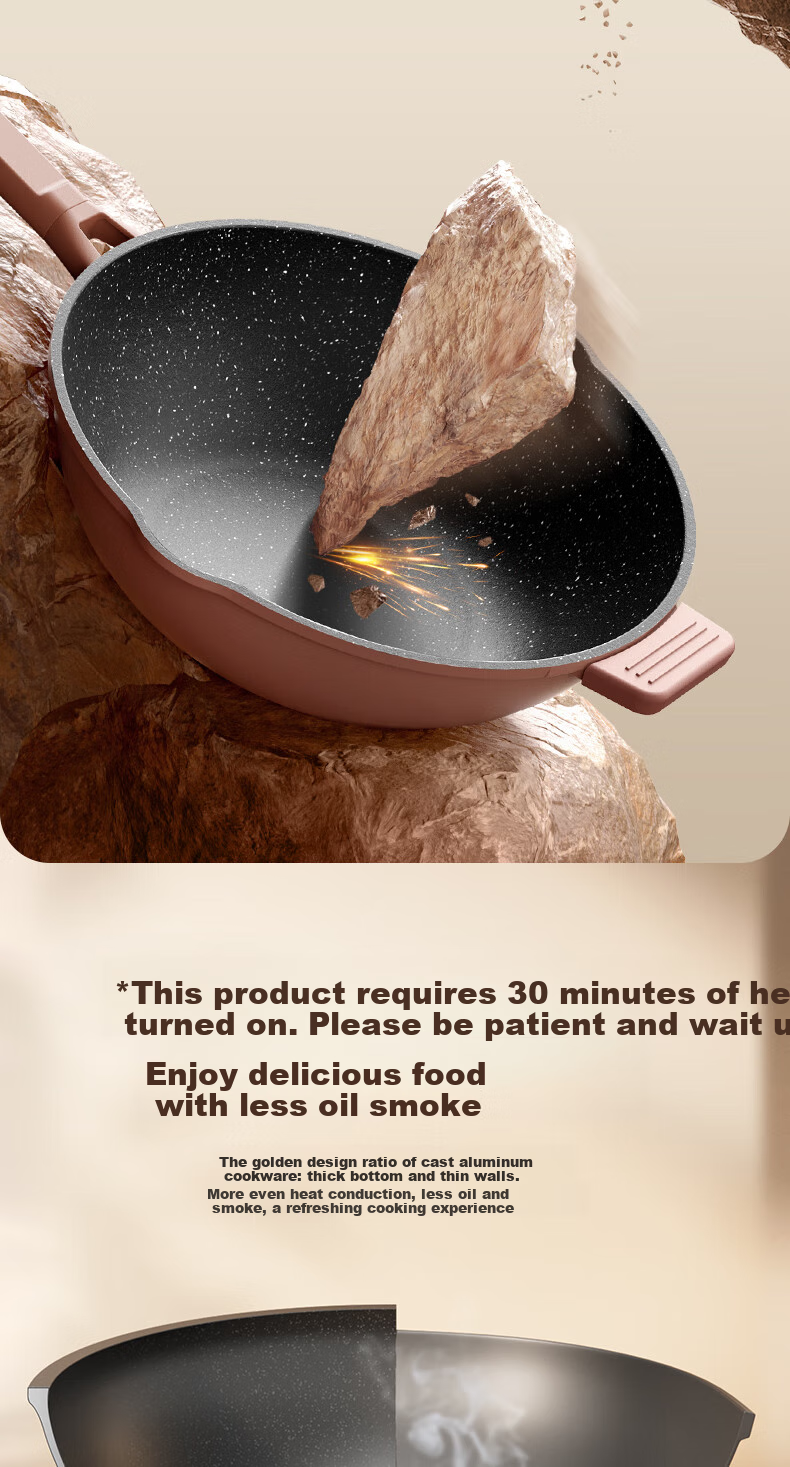 SUPOR Titanium Non-Stick Pan, Lightweight Cast, Wear-Resistant, Antibacterial, Low Smoke When Cooking, Suitable for Induction And Gas Stoves, EC28AKJ01 7