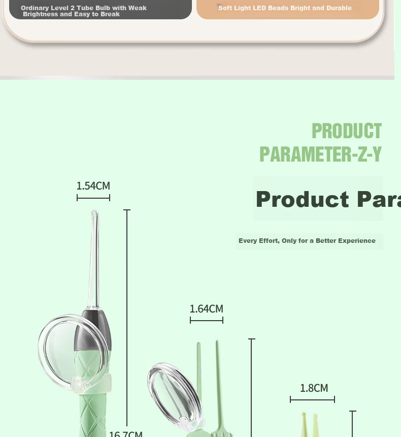 Haifeinuo Illuminated Ear Pick, Children's Ear Cleaning Tool, Visual Ear Spoon, High-Definition Ear Cleaning Kit, 3-Piece Set 25
