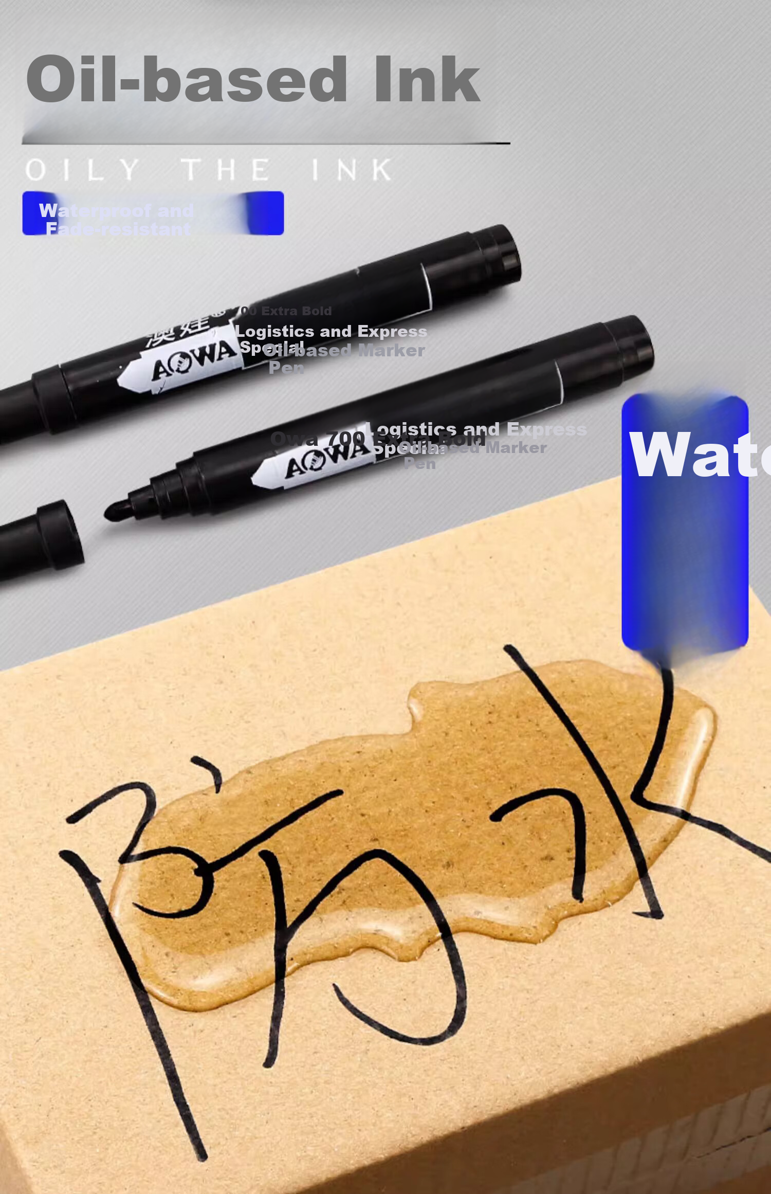 Aowa Marker Pens, Red Blue Black Large Tip Oil-Based Signature Pens, 30 Black Waterproof Quick-Drying Non-Fading Colorful Thick Fiber Pen Tips, Quick-Drying Waterproof, for Logistics Office Express Delivery Use 6