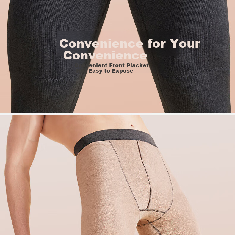 SNOWFLYING [Wool And Silk Knee Pads] New Autumn Men's Thermal Pants, Fleece-Lined Thick Knee Pads Cotton Pants Autumn Long Johns Cold-Proof 3XL 17