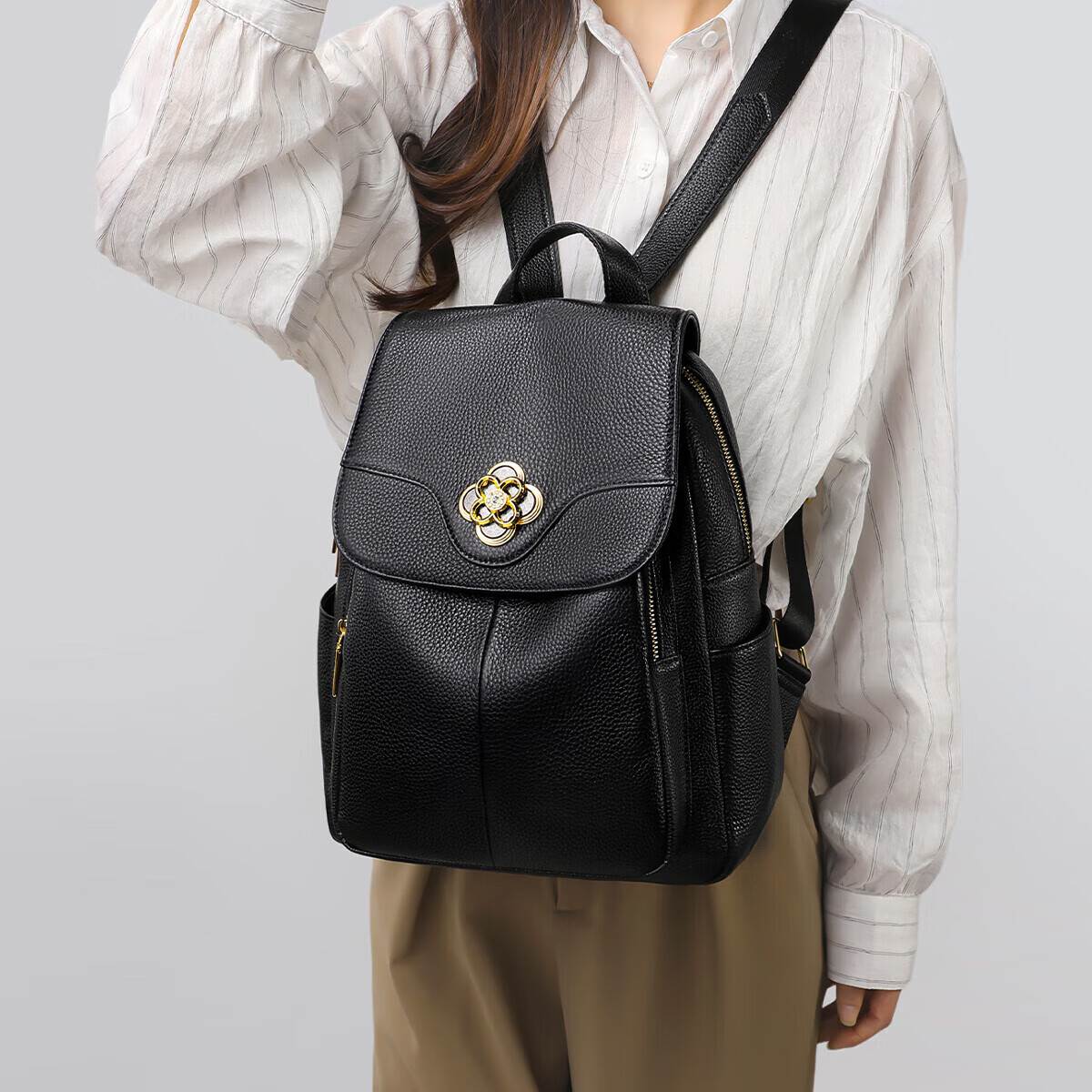 Aiqinghai Women's Leather Backpack, Lightweight Student Schoolbag, Travel Backpack, Luxury Laptop Bag, Birthday Gift for Girlfriend