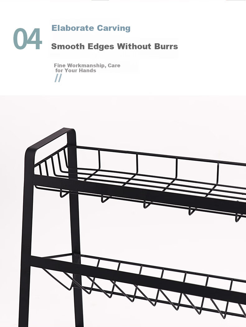 Youjialiangpin Extendable Multi-Layer Kitchen Storage Rack, Black, Length 32-58cm 3