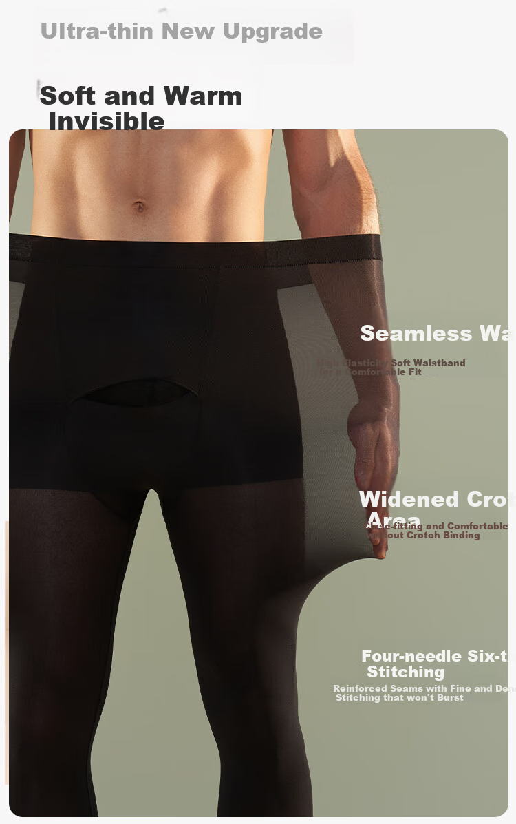 GUJIN Thermal Underwear for Men, Autumn And Winter Ultra-Thin Base Layer Pants, Seamless Face Mask Pants, 7A Antibacterial Large Size Base Layer Men's Autumn Pants Underwear 4