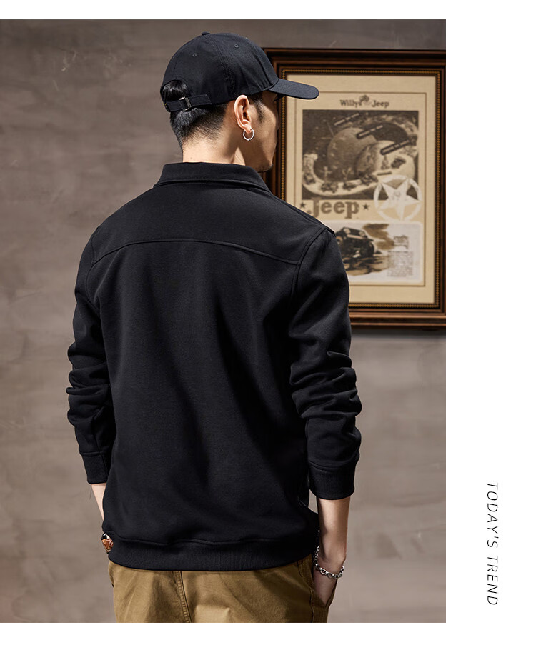 JEEP Spring And Autumn 2026 New Men's Sweatshirt with Lapel Collar, Versatile Casual Jacket, Loose-Fitting Sports Polo Collar Top for Men's Wear 29