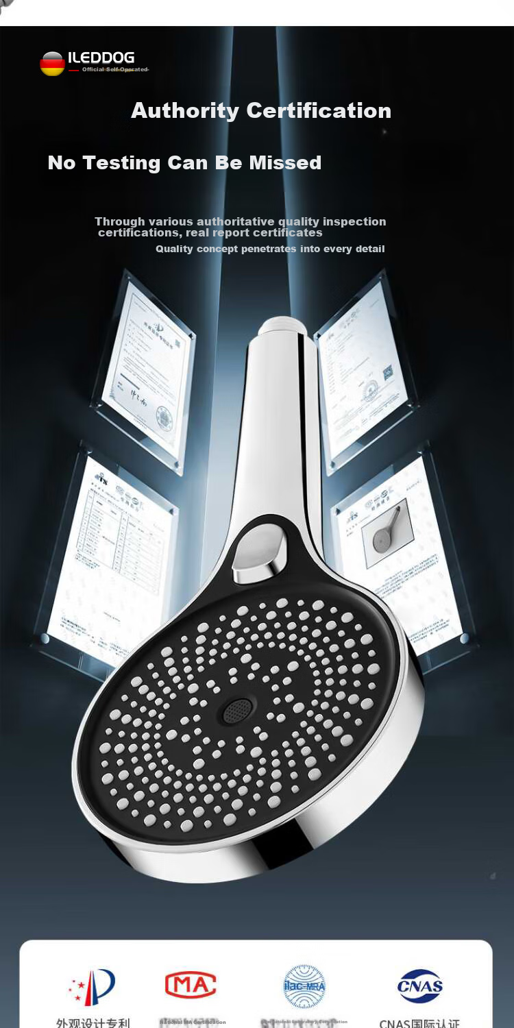 ILeddog [Germany], Pressurized Shower Head, Bathroom Bathing, Multifunctional Handheld Shower Head Set, HL-005 16