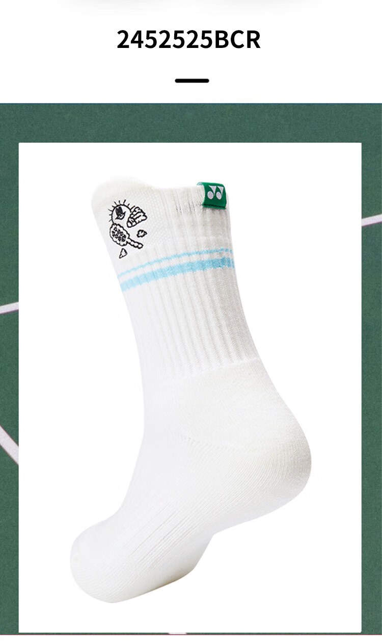YONEX Yonex Badminton Socks Sweat-Absorbing Breathable Sports Socks Women's 245134BCR White Triple Pack 19