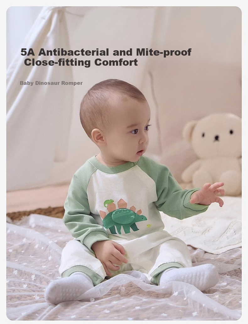 DAVE & BELLA Newborn Romper Spring Outfit for Baby Boys, Antibacterial And Anti-Mite Onesie, Infant Cotton Bodysuit 1