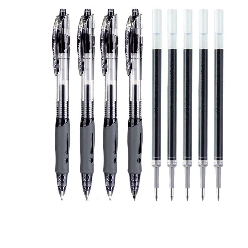 COMIX Gel Pen Signature Pen Retractable Pen Bullet Tip/water Pen/0.5mm Conference Signature Pen Black (10 Pens + 10 Refills) Exam Practice Set EB18-20