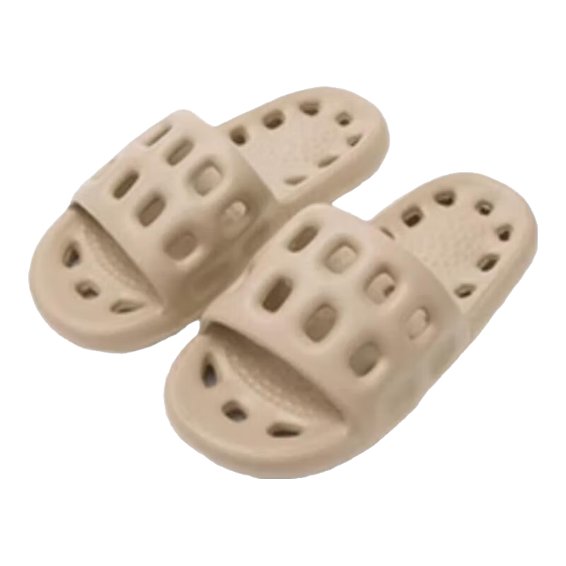 Sanli Antibacterial Leak-Proof Slippers Men's Indoor EVA Non-Slip Bathroom Shower Sandals Khaki Size 40-41