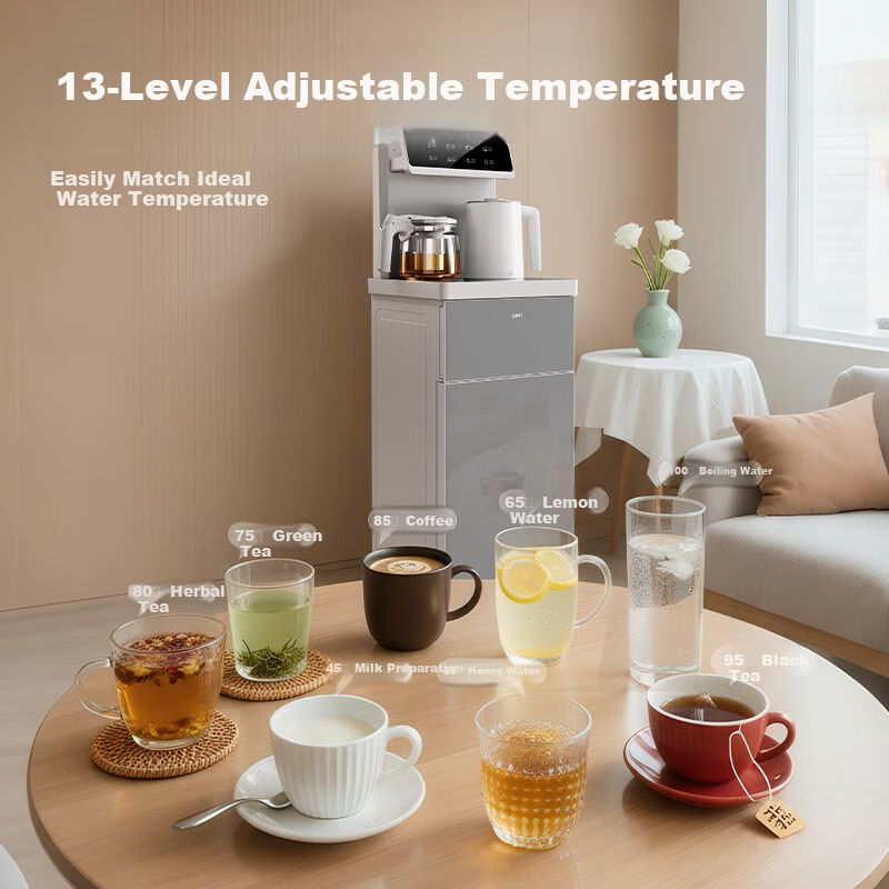 Deli Tea Bar Machine, Water Dispenser for Home Use, High-End Living Room Tea Bar Cabinet, All-In Water Dispenser, Floor-Standing, Bottled Water Storage, Bottom-Mounted Kettle