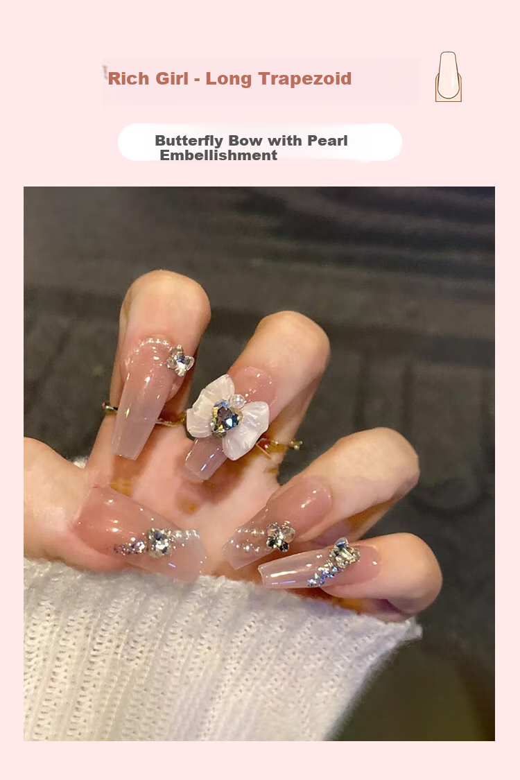 Meifuyu Handmade Nail Wraps (Huanhuan Nail S) Medium-Long Nude Removable Nail Tips MF8608 5
