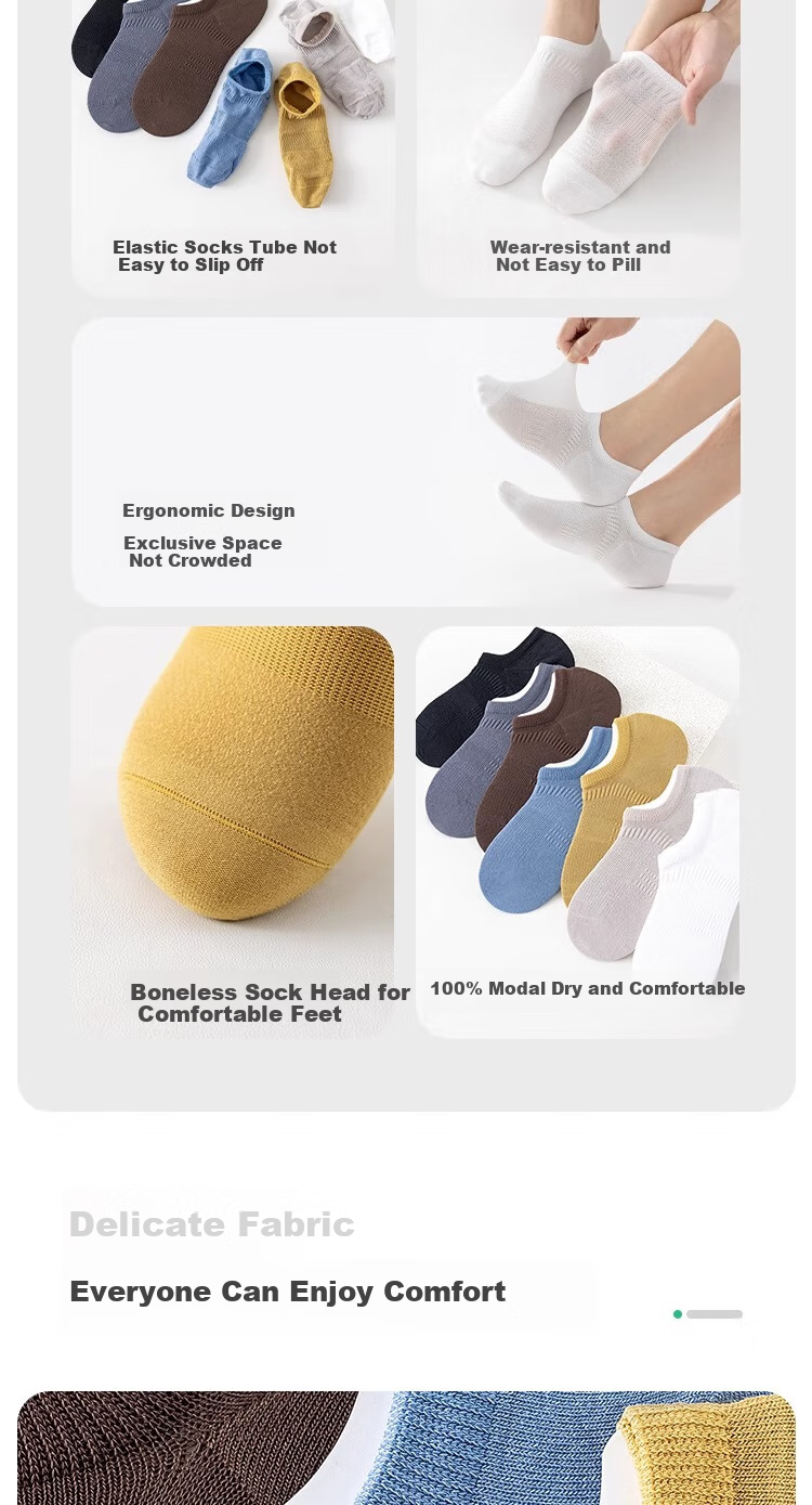 Qin Xiang Jian Men's Socks 100% Modal Autumn and Winter Thin Boat Socks Anti-odor Sweat-absorbent Breathable Invisible Short Socks 10