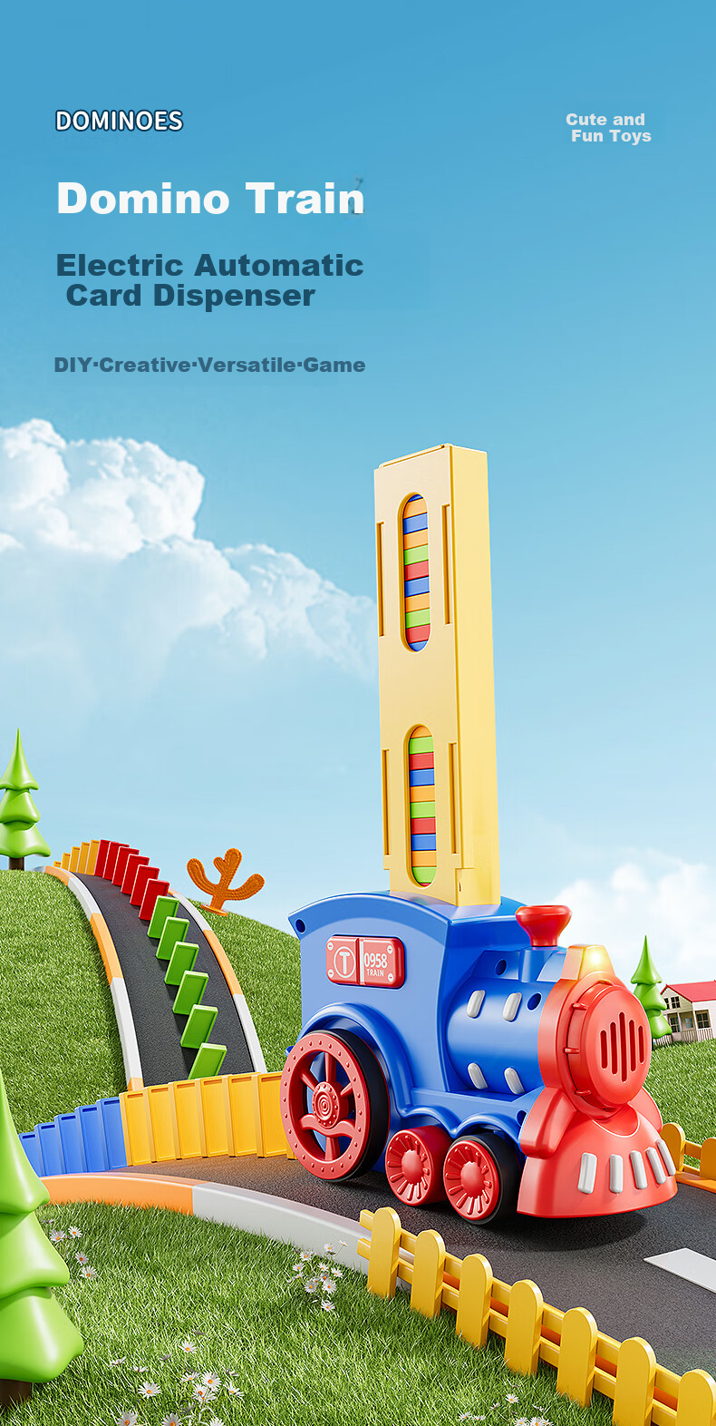 Beibeijia Children's Building Blocks Dominoes Electric Mini Train Toy for Boys And Girls Aged 3-6 Educational Puzzle Birthday Gift 1