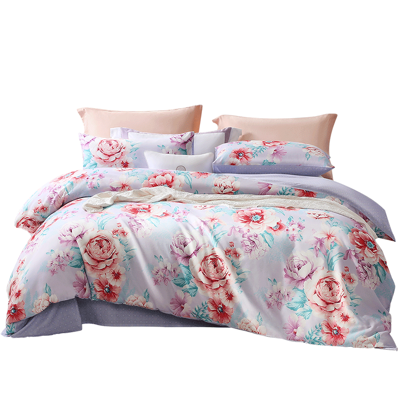 FUANNA Brushed Cotton Four-Piece Bedding Set 100% Cotton All-Season Sheet and Duvet Cover 203x229cm Yunchuan