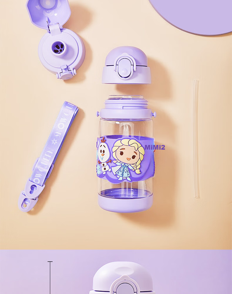 Disney Kids Water Bottle with Straw High-Temperature Resistant Tritan Plastic Spill-Proof Cup for Boys and Girls Elementary School Summer Use 9