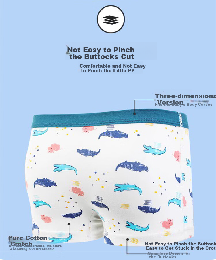 Bingxuemumian Boys' Underwear, Class A Cotton, 3A Grade Antibacterial, Boxer Briefs for Boys, Sweat-Absorbing And Breathable Boxers for Older Childre 7