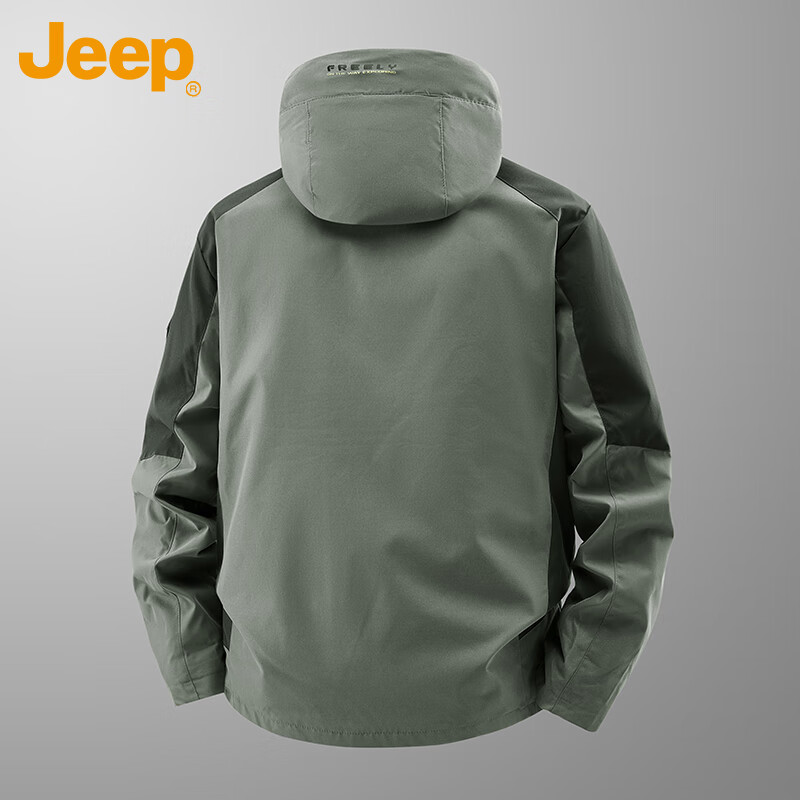 Мужская ветровка JEEP 3-в-1 с флисовой подкладкой, ветрозащитная, цвет: милитари, размер L
