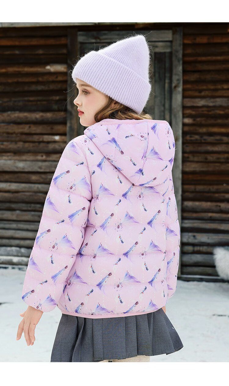 Disney Children's Lightweight Down Jacket Girls Cotton Coat 2026 Autumn Winter New Baby Short Down Jacket 8