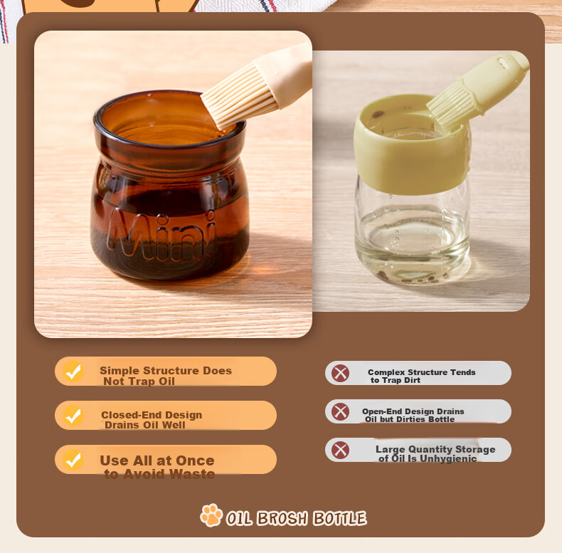Bear Oil Brush Bottle, Silicone Oil Brush, All-In Bottle Brush, Pancake Brush, Oil Bottle, Seasoning Bottle, Outdoor Barbecue, 100mL 8
