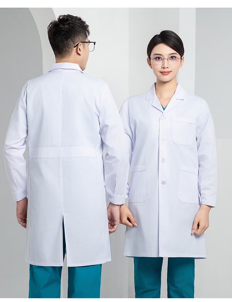 BOLOLANZHI Long Sleeve White Lab Coat Four Seasons Spring Summer Doctor Workwear Breathable Sweat-Absorbing Hospital Dentist Lab Uniform Factory Work Clothes 3