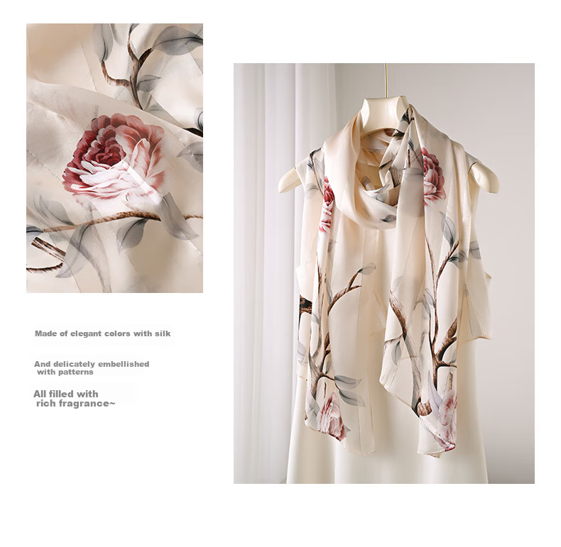 Hangsifu Silk Scarf, Mulberry Silk Shawl, Autumn And Winter Warm Neck Warmer, Birthday Gift for Mom Or Wife 15