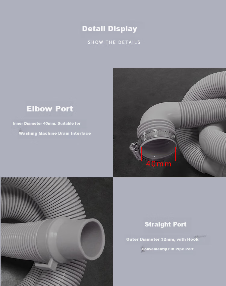 Shuangwei Compatible with Haier Top-Loading Washing Machine Drain Hose Extension Pipe, Downward Pipe, Outlet Hose, Flexible Pipe Accessory, 1.2 Meters with Clamp (Bend 40mm Diameter) XPWH1.2 1