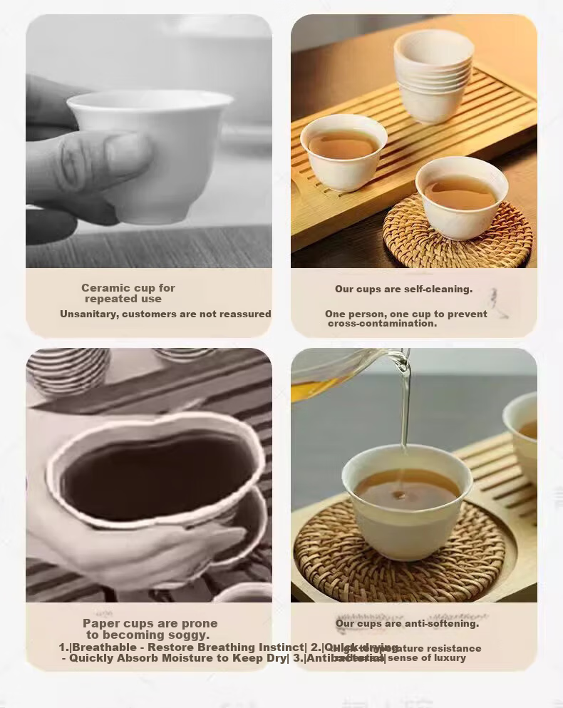 Xiduomi Disposable Tea Cups, Kung Fu Tea Set, Rice Husk Cups, Kung Fu Tea Ceremony Small Cups And Bowls, High-End Heat-Resistant with Elegant Desig 4