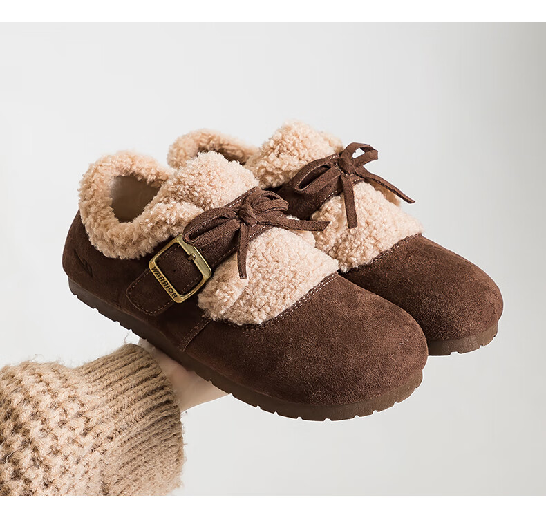 Warrior Women's Winter 2025 Fleece-Lined Warm Birkenstock Style Thick Plush Shoes Camel Size 39 9
