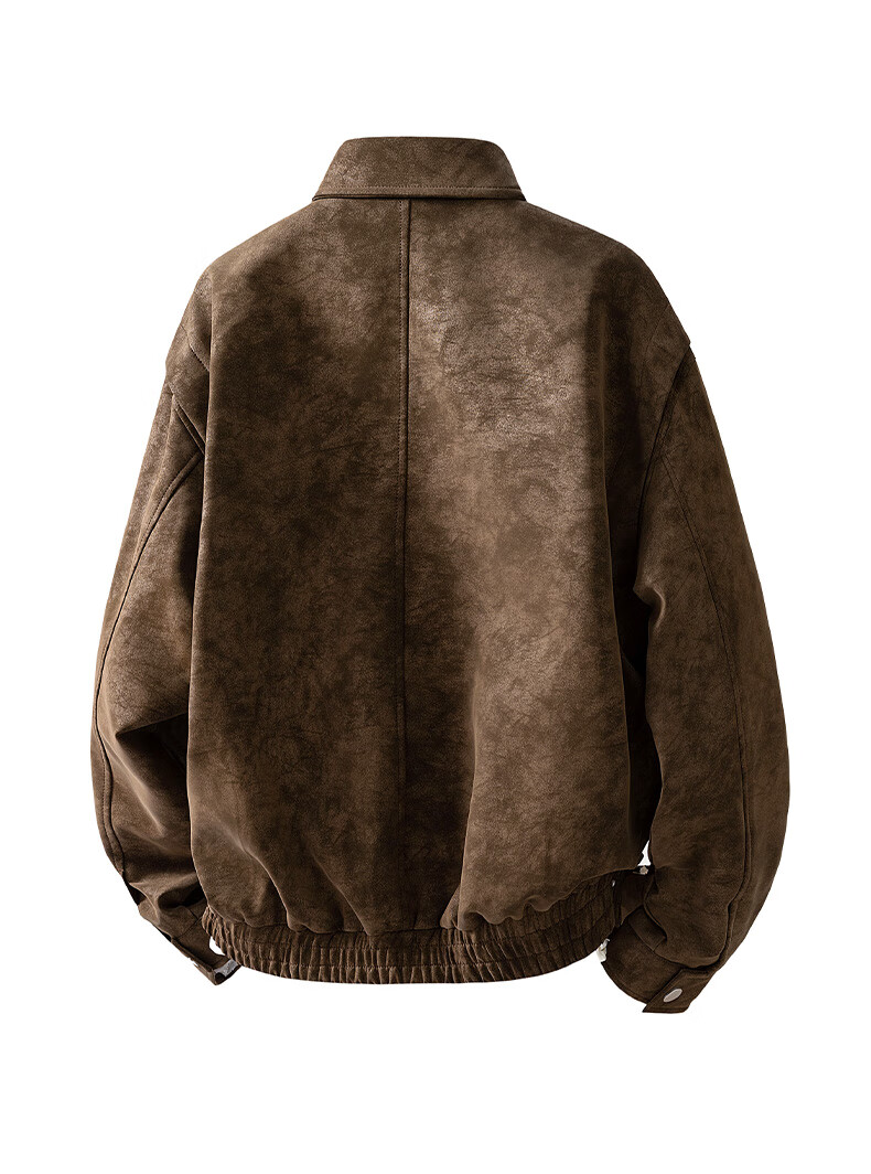 MARK FAIRWHALE Men's Turn-down Collar Jacket Autumn New Trendy Casual Retro Workwear Leather Coat Men's Outerwear Bean Green XL 13