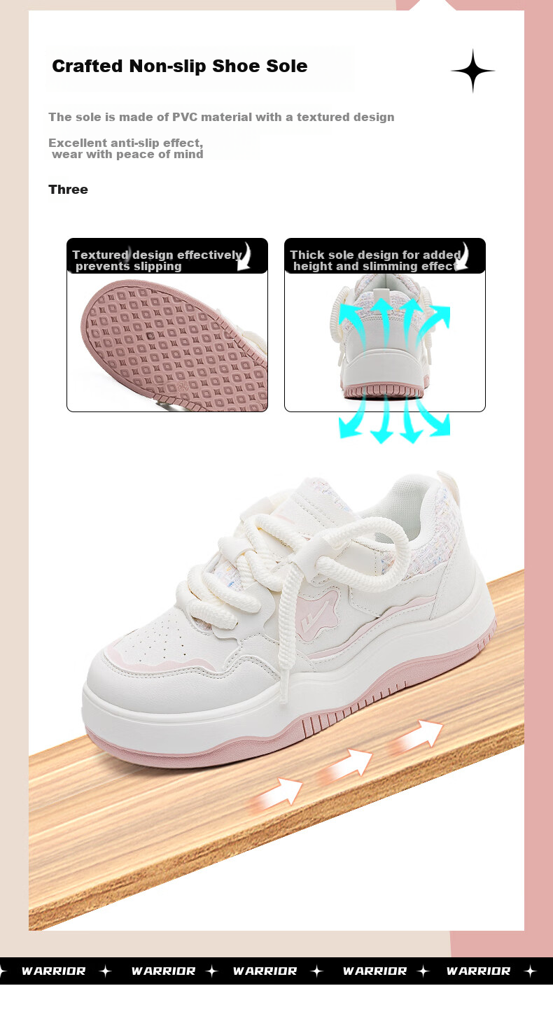 Warrior Women's Thick-Soled Sneakers, White Trendy Versatile Sports Shoes 3292Z Beige/green [Mesh Style] Size 40 7